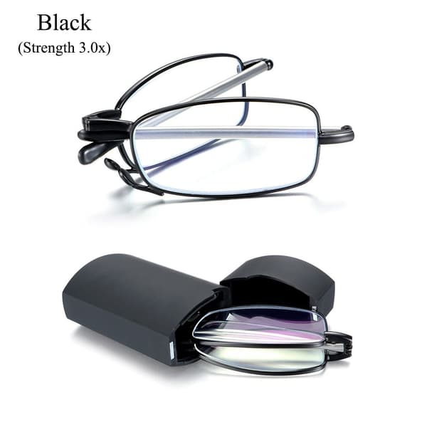 Foldbare Læsebriller Presbyopi Briller SORT STYRKE Sort Sort Sort Black Strength 3.0x-Strength 3.0x