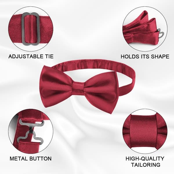 Herre Slips, Klassisk Ensfarvet Slips til Mænd, Satin Slips, Justerbart Formelt Slips til Fest, Bryllup[qb maroon red