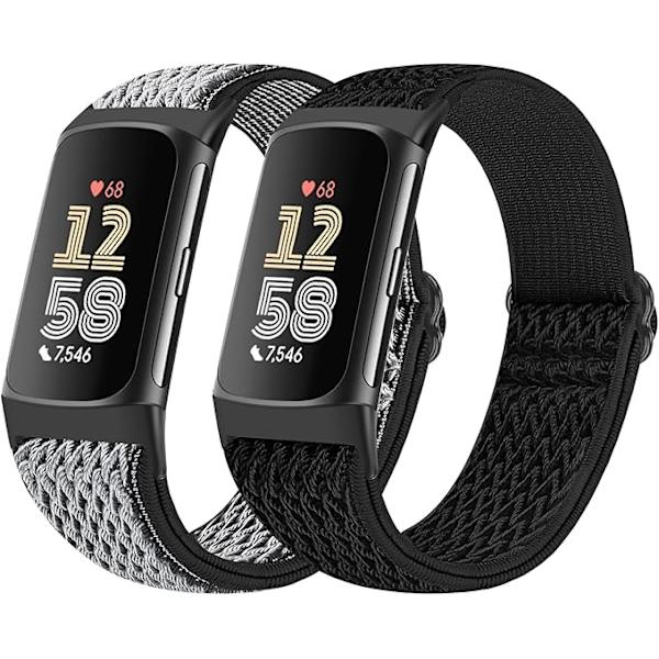 Strækbart nylon armbånd, kompatibelt med Fitbit Charge 6/Fitbit Charge 5 Justerbar åndbar udskiftelig stof nylonrem