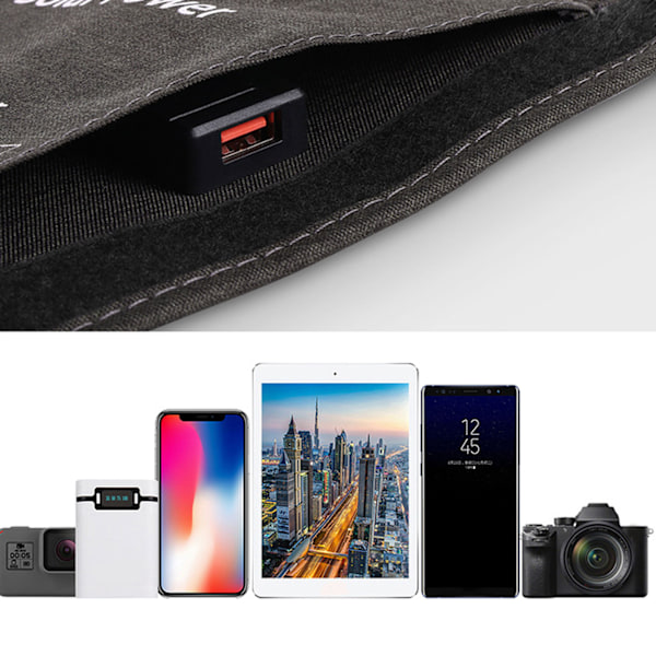 14W USB Vikbart Solpanelset Hög Effektivitet Konvertering Vikbar Solladdare för Mobiltelefon Powerbank 0.6
