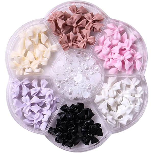 Färgglada Rosett Nagel Nitar Strass Kristall 3D Resin Rosett Nagelberlocker Set För Nageldesign Söta Rosett Nageldekorationer