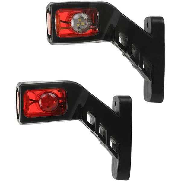 Sett med 2 LED-sidemarkeringslys 12V/24V Chassimontering for lastebiler og tippbiler - Rød/Hvit/Oransje