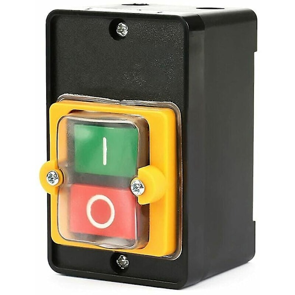 Tryckknappsbrytare, AC220V/380V 10A Enfas/Trefas Vattentät Strömstyrning Tryckknappsbrytare, På/Av-kontrollknapp med Hölje, Strömbrytare