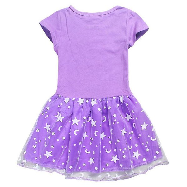 Flickor Lilo & Stitch Tryckt Klänning Kjole Sommar Kortärmad Födelsedagskalas Klänning 3-10 År[HK] Lila Purple 3-4 Years