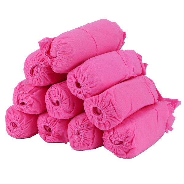 100 st Non-Woven Skoskydd - Anti-Slip Dämpare - Engångsdammskydd för Hemmakontor (Rosa) 0.9