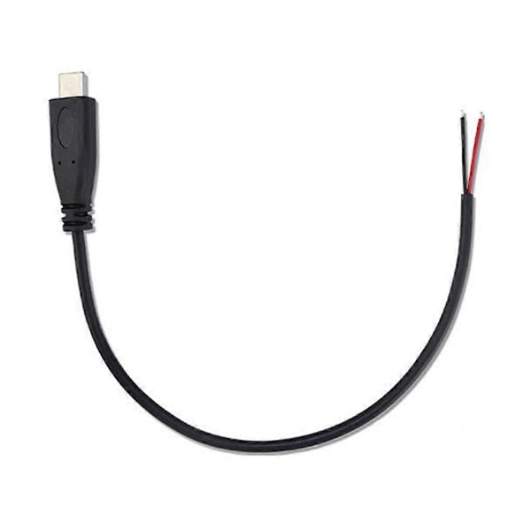 USB C uros - 2-nastainen virtajohdon jatkokaapeli, tyyppi C avoin pää, pigtail-johto 5V 3A [Db] 2m 2m Elbow