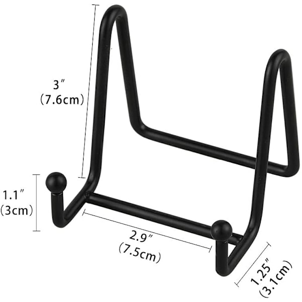 Jern Plate Rack - Stativ for Tallerkener og Bilderammer - Stativ for Kunstverk, Små Malerier eller Andre Dekorative Gjenstander - Svart, 3 Tommer