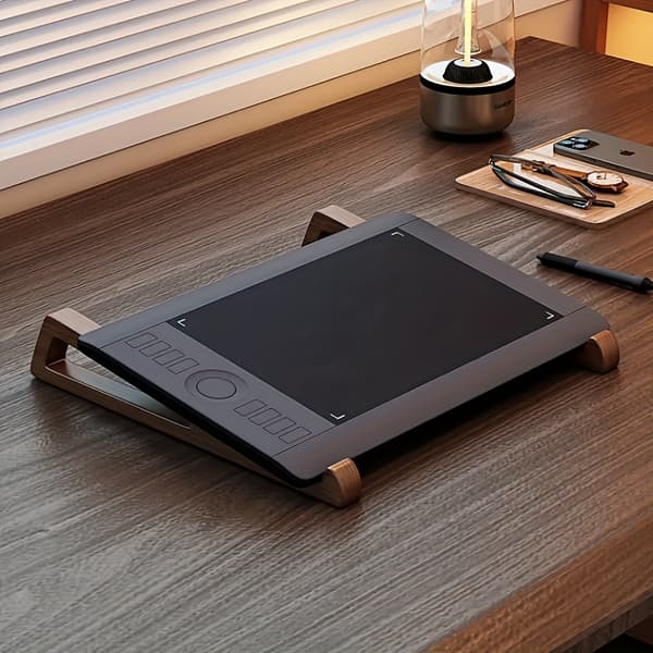 Ergonomiskt Laptopställ i Bambu med Trähylla, Portabel language