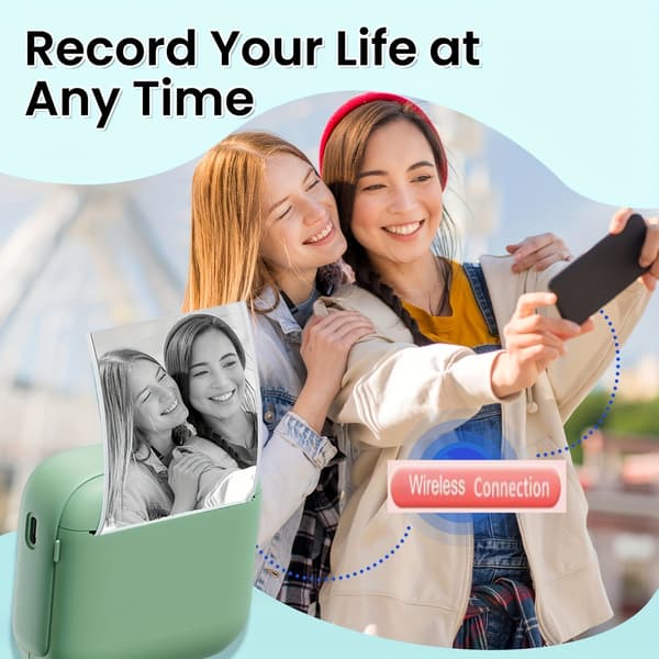 Bärbar Mini Termisk Skrivare, Trådlös Utskrift, iOS/Android, USB Uppladdningsbar, Presenter/Skolmaterial X6-lilla
