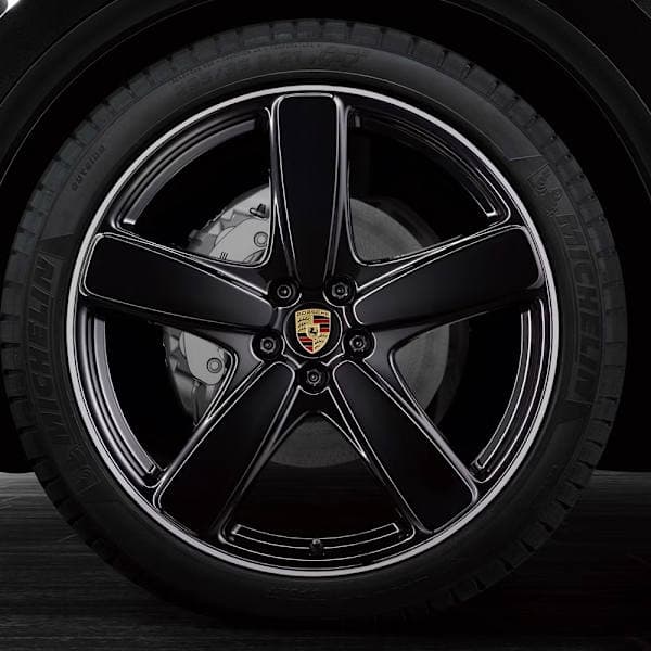 4-pack - Porsche center caps / wheel hub emblems - Car 65 mm Black
