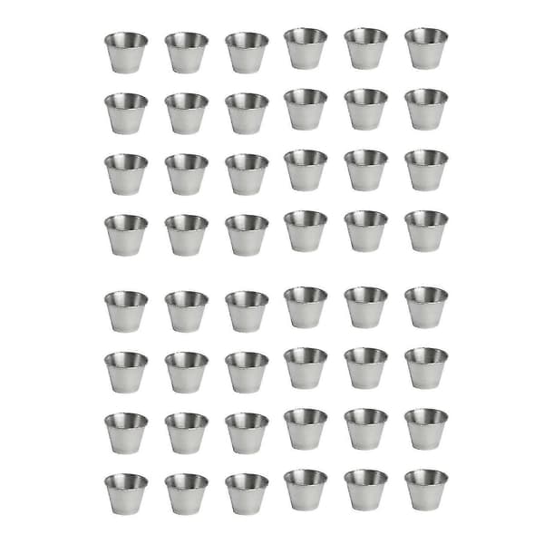 48 pak rustfri stål krydderisaucekopper, kommerciel kvalitet dyppesaucekopper, ramekin krydderi (ruigou) Silver
