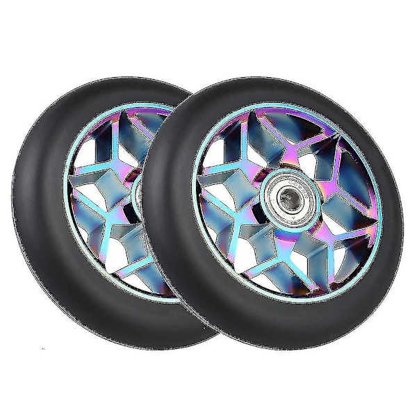 2 kpl 110mm Scooter-pyörät Pu-pyörät Paksut temppupyörät laakereilla (musta)