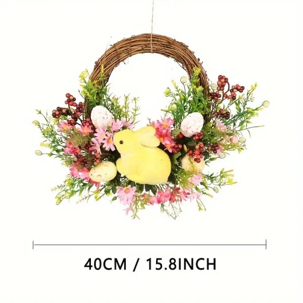 st, Påskhare Heminredning Krans, 40 cm Påskhare Form Vårfärgade Rosa Blommor