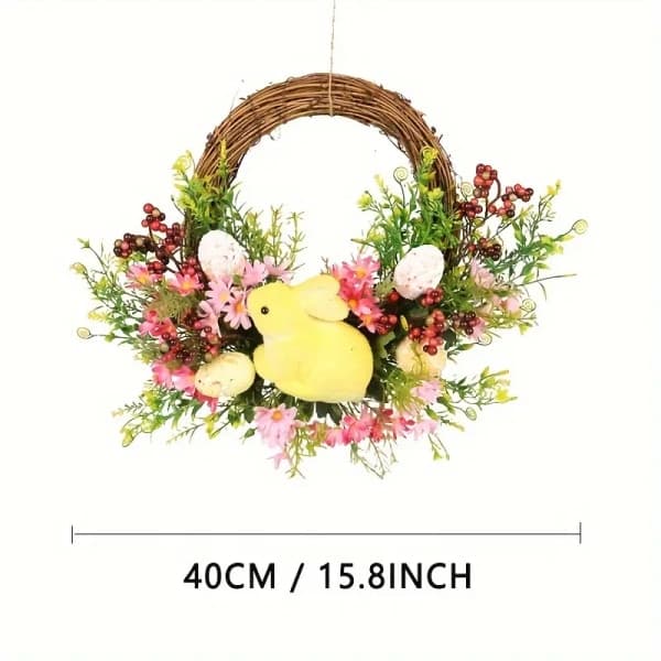stk, Påskehare Hjem Dekor Krans, 40 cm Påskehare Form Vårfarget Rosa Blomster