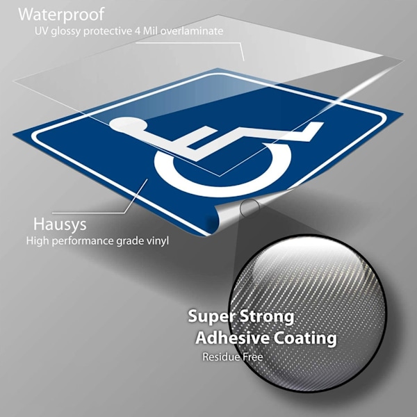 Dekaler för rullstolssymbol för funktionshindrade, handikappsymbol, handikappsymbol, självhäftande dekal, 3''/4'' 2 storlekar 100x100mm 100x100mm 0.06