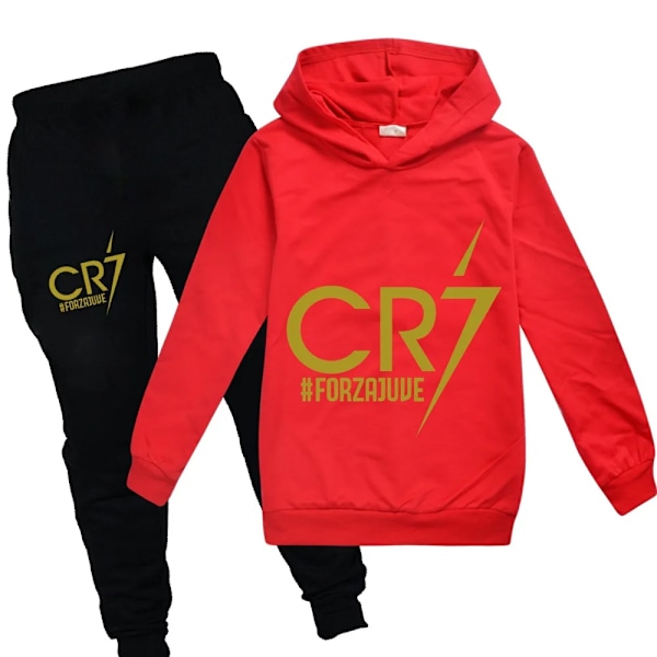 Børnefodbold Idol CR7 Tøj Hoodie + Bukser Sæt sort-pink black-pink 8T