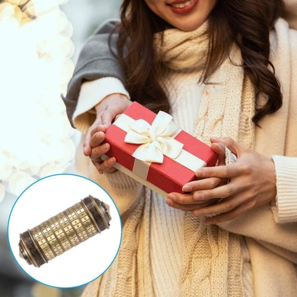 The Da Vinci Code Puzzle Cylinder Box, Valentinsdag Lås Julefødselsdag Valentinsdag Kreativ Romantisk Gave Fars Dags Gave