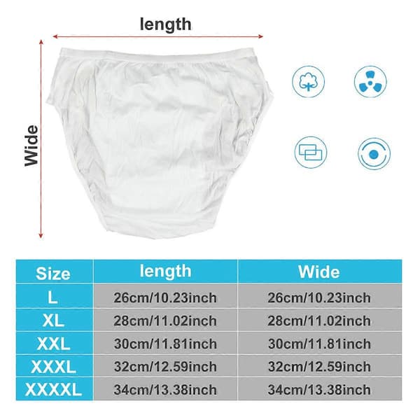 Bomullsunderbyxor för resor - Engångsunderkläder 10 st White 32X32CM