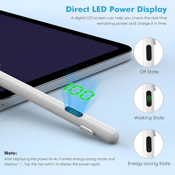 Berøringsskjermpenn, Universal Styluspenn Kompatibel med iPad/iPhone/Samsung/Lenovo/Xiaomi & Andre iOS/Android Smarttelefoner og Tablet