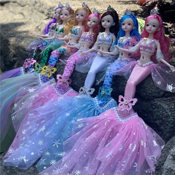 45cm Mermaid Baby BJD Doll 11 Leder Bewegliche Puppe Schwimmen Meerjungfrau Spielzeug Mädchen Weihnachtsgeschenk Doll (pink A)