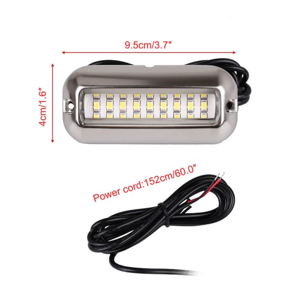 2x 27LED Blå Undervands Ponton Marine/Båd Agtermonteret Lampe Rustfrit Stål