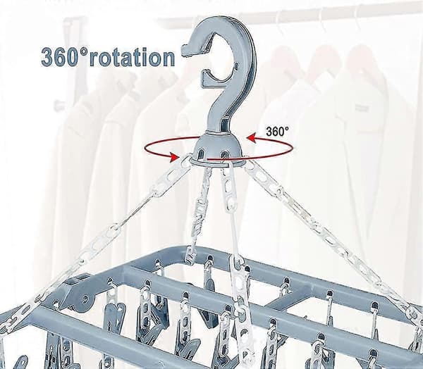 32 Clothes Pegs Sock Drying Rack. Underwear Hanger. Rotating Hook Clothes Peg Hanger For Socks.
