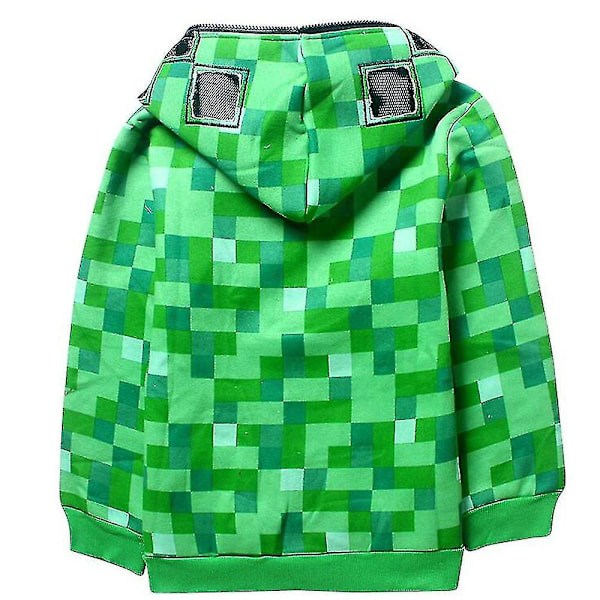 Minecraft Creeper Kostyme Barn Glidelås Hoodie Jakke Genser Topp 4-14 År 12-14 Years