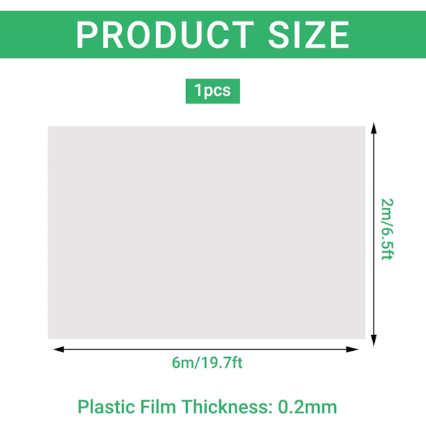 2x6m Polyeten Växthusfilm, Transparent, Extra Tjock Trädgårdsfilm för Folietunnlar 2x6m