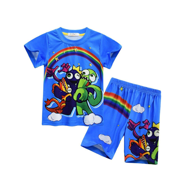 2 st Barnpyjamas Roblox Rainbow Friends T-shirt Shorts Nattkläder C C 150cm