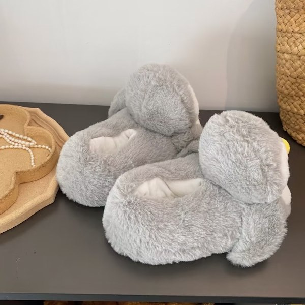 Damtofflor Söta Pingvin Djurtofflor Grå Passar Storlek 35-38