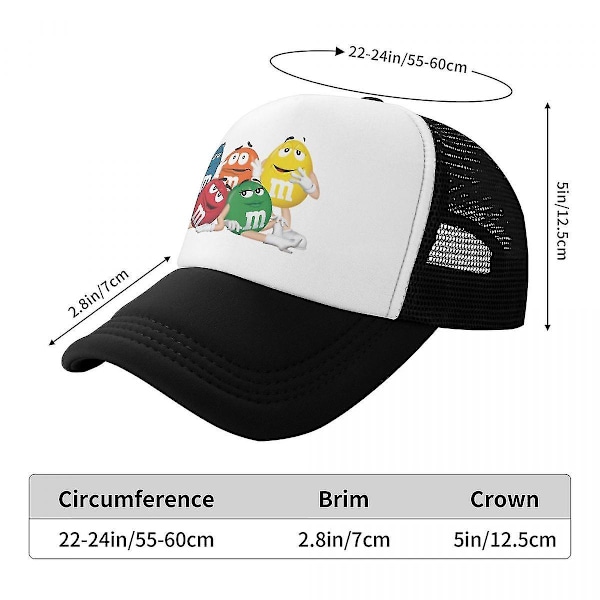Personlig M&M's Sjokolade Baseball Caps Utendørs Herre Dame Justerbar Morsom Candy Meme Trucker Hatt Vår (FMY) Black