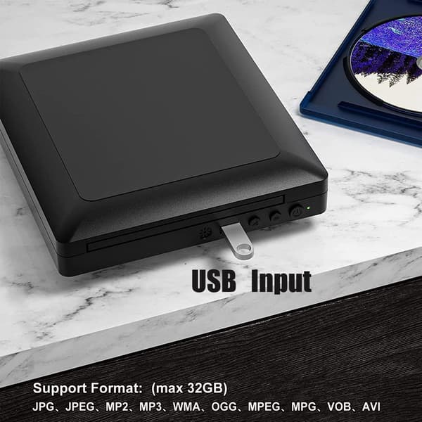 Ceihoit DVD Player HDMI for TV, Mini 1080P HD DVD CD/Disc Player with HDMI/AV Output, Cables Included, USB Input, Support for DVD-VCR Combo Built-in CJY
