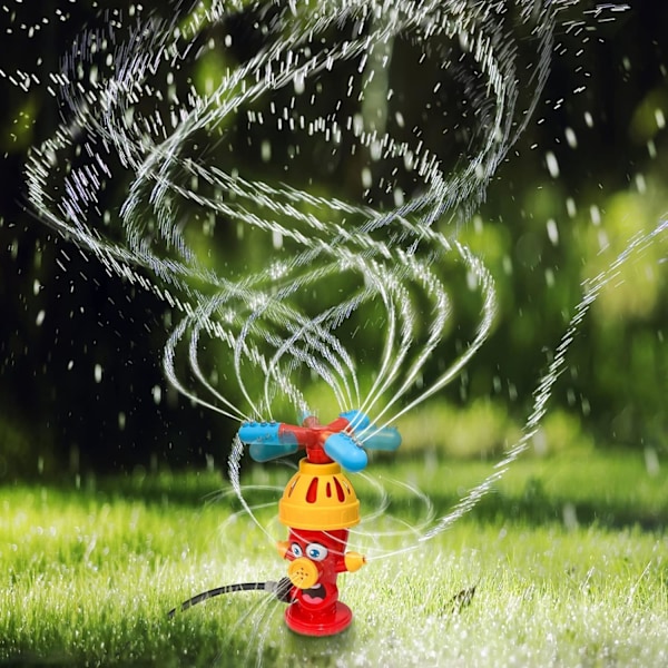 Sprinklerleke for barn - Brannhydrant vannspreder med 360° roterende spray - Plenvannerleke for hage