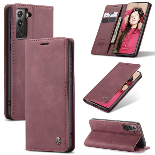 CaseMe Lommebokdeksel Burgunder Kortspor for Samsung Galaxy S21 FE Burgunder