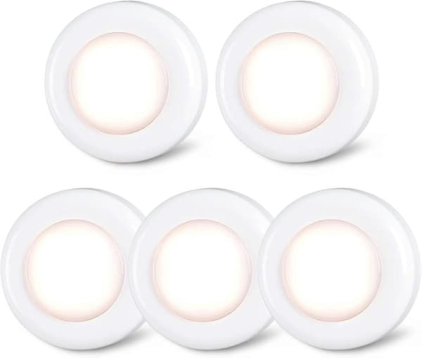 6 stk. tryklys Mini Touch Tryk Spotlys Indendørs Bærbare LED Stick-on Pucklys Batteridrevne til Underskabe Warm White