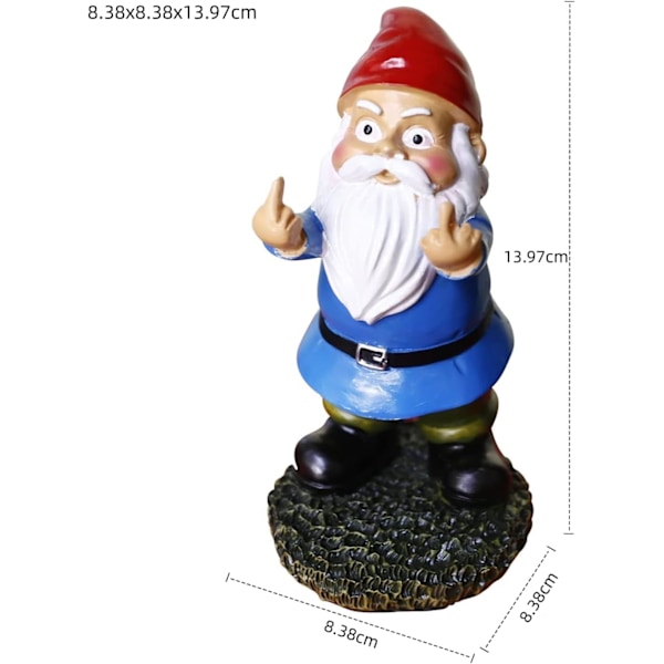 Roliga trädgårdstomtar Färgglada trädgårdsdekorationer Dubbla långfingret Utomhus Naughty Resin Elf Figurine Present 13,97 cm