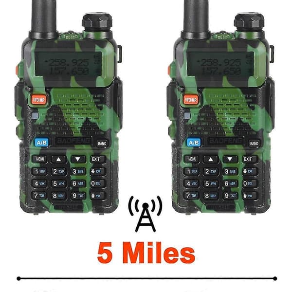 UV5R Dual Band 5W VHF UHF FM Håndholdt Skinkeradio Transceiver for Utendørs