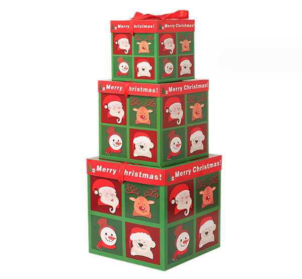 Rutigt mönster, julklappsbox med band - presentinslagning