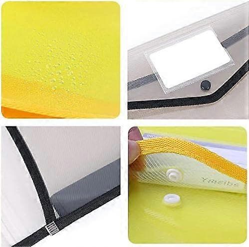 A4 Plastlommer - 5 stk. Plastmapper A4 Trykknappmappe Dokumentmapper Lommer Konvolutter med S