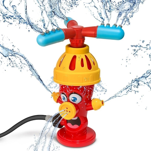 Sprinklerleke for barn - Brannhydrant vannspreder med 360° roterende spray - Plenvannerleke for hage