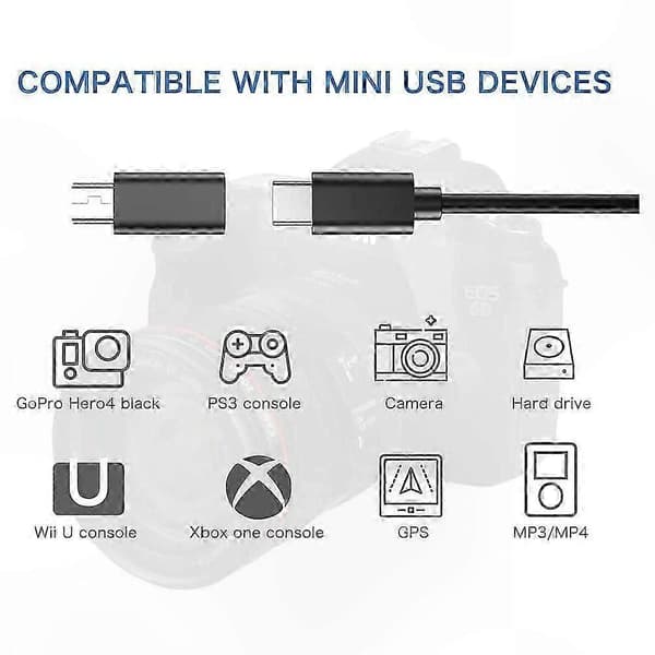 4-pak USB C til Mini USB 2.0-adapter, Type C hun til Mini USB han-konverter til MP3-afspillere og enheder Black