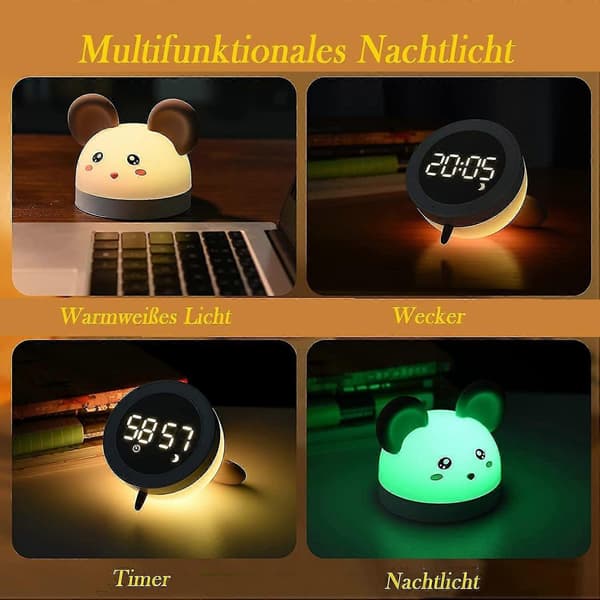 LED nattlys for barn, nattlys for barn, babynattlys, timer, vekkerklokke, barnerom