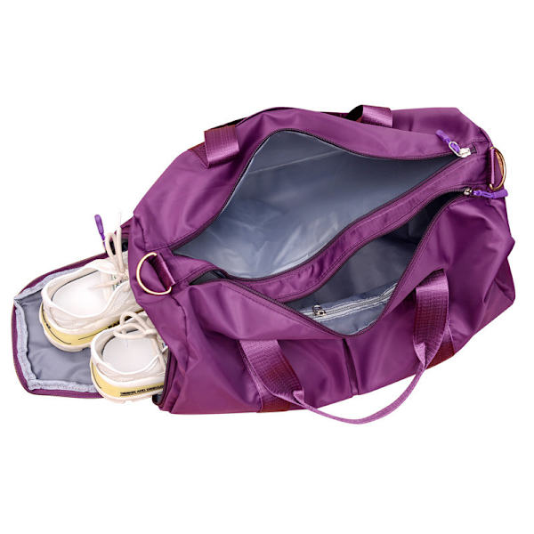 Gymväska för kvinnor och män, liten sportväska med våt väska och skofack, resväska, Weekender Lila Purple 45x24x23 cm