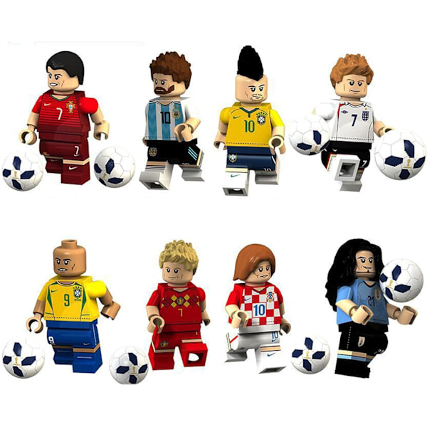 Statues of Soccer Stars World Cup Action Figures Assembled Minifigure Building Blocks Toys