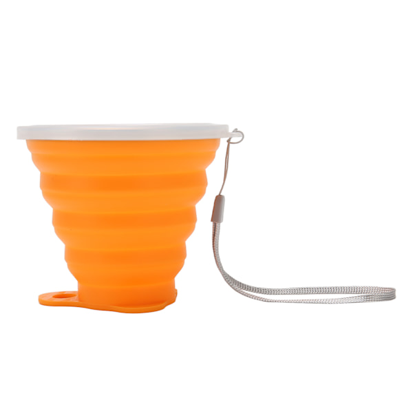 Vikbar Vattenkopp 270ml Livsmedelsgodkänd Silikon Liten Bärbar Hopfällbar Campingkopp med Lock Kompatibel för Resor Kontor Utomhus Orange