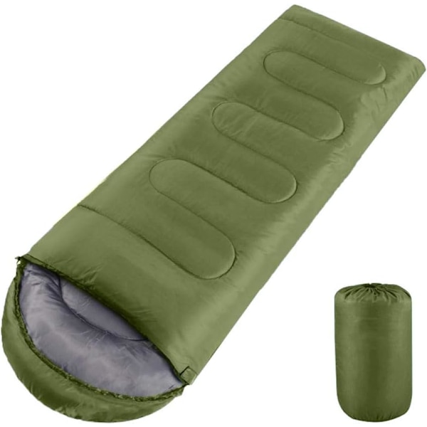 1 st Vuxen Sovsäck, Enkel Kuvertsäck för Vuxna för 3 Säsonger, Lättviktig Camping Vandring Green