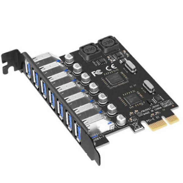 USB 3.0 PCI Express-adapter PCI E til 7 porter USB 3 utvidelseskort USB3 PCIe PCI-E X1-kontroller As shown