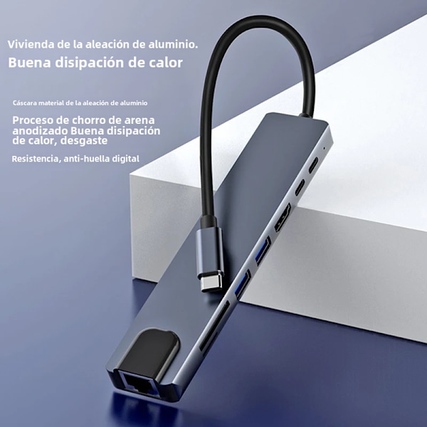 5/6/7/8/11-in-1 USB C -keskitin 4K HDMI -sovittimella ja SD/TF-kortinlukijalla RJ45 PD -pikalatauksella MacBook-kannettavalle tietokoneelle 7 IN 1
