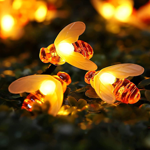 2-pack Solcellsdrivna Trädgårdslampor, Bi-formade Ljusslingor, Varmvitt, 6,5M 8 Ljuslägen 30 LED Vattentät Utomhus/Inomhus Trädgårdsbelysning 2-pack 2packs 30LED