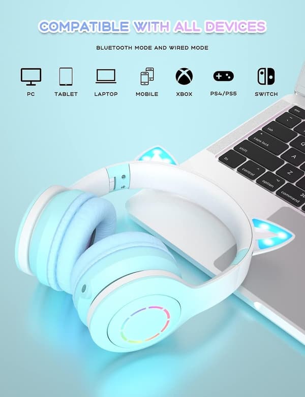 Hovedmonteret Bluetooth-headset med LED-lys